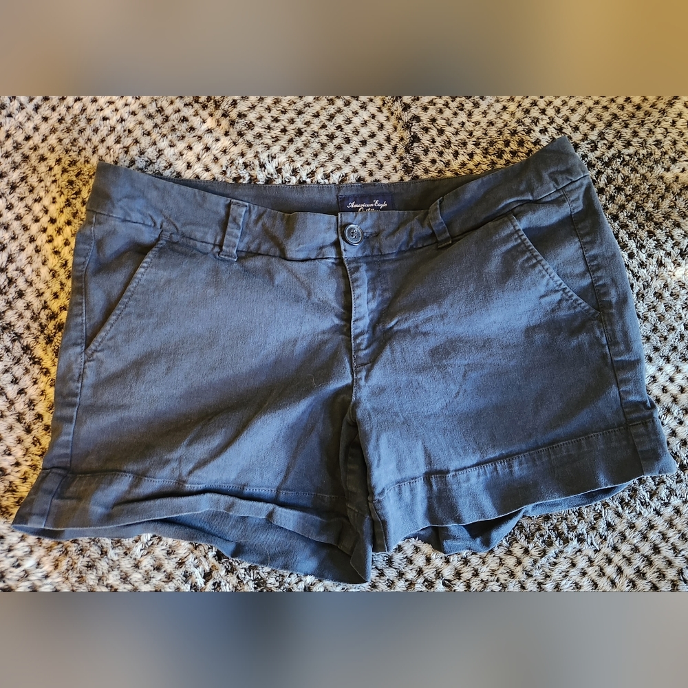 American Eagle - Women's Size 12 Dark Blue Stretch Khaki Shorts